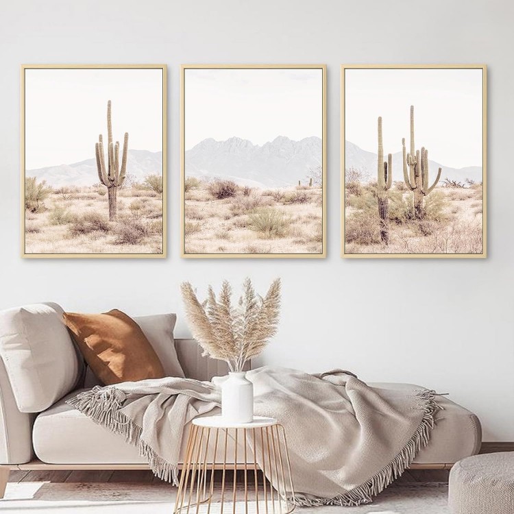 Sonoran Desert Landscape Wall Art Cactus Wall Art Decor Saguaro Cactus Pictures Wall Art Cactus Canvas Prints Cactus Artwork Cactus for Wall Cactus Painting for Home Room Decor 16x24x3 Inch FRAMED