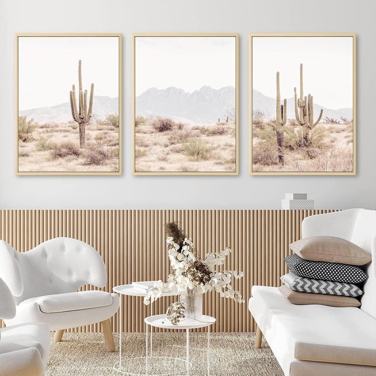 Sonoran Desert Landscape Wall Art Cactus Wall Art Decor Saguaro Cactus Pictures Wall Art Cactus Canvas Prints Cactus Artwork Cactus for Wall Cactus Painting for Home Room Decor 16x24x3 Inch FRAMED