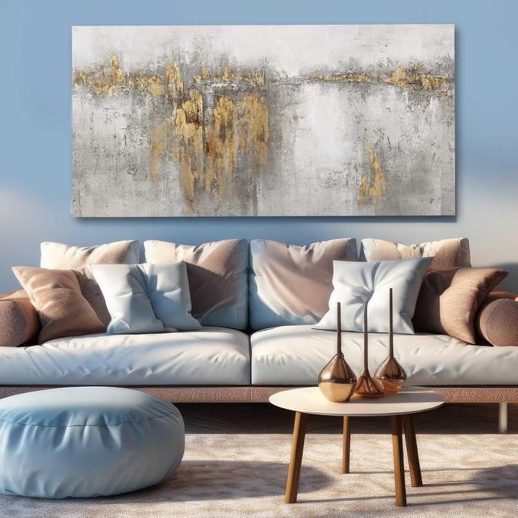 Home Wall Decor Grey Abstract Art Painting White and Gold Abstract Wall Art for Living Room Office Wall Picture for Men 24x 48 Bedroom Artwork