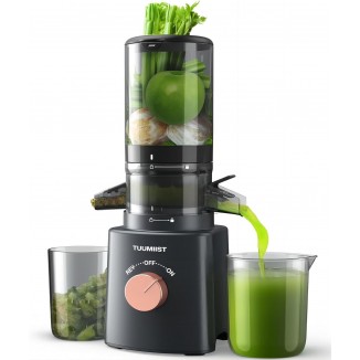 Juicer Machines, TUUMIIST Cold Press Juicer with 4.25'' Large Feed Chute Fit Whole Vegetable And Fruit, Masticating Juicer Easy To Clean, Baby-Safe Tritan Material