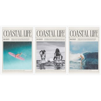 DVBOCS Retro Coastal Life Newspaper Poster Vintage 3 Set Beach Canvas Wall Art Preppy Art Surf Prints Cowgirl Aesthetic Trendy Pictures of Beachy Scenes Wall Decor Teen Girl Room 24x36in Unframed