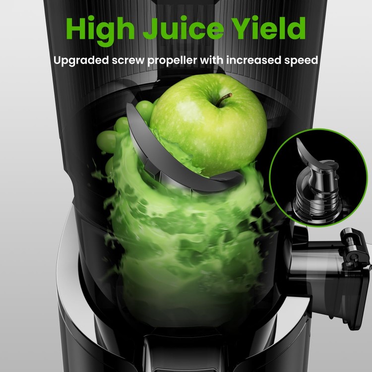 Cold Press Juicer, Amumu Slow Masticating Machines with 5.3 Extra Large Feed Chute Fit Whole Fruits & Vegetables Easy Clean Self Feeding Effortless for Batch Juicing, High Juice Yield, BPA Free 250W