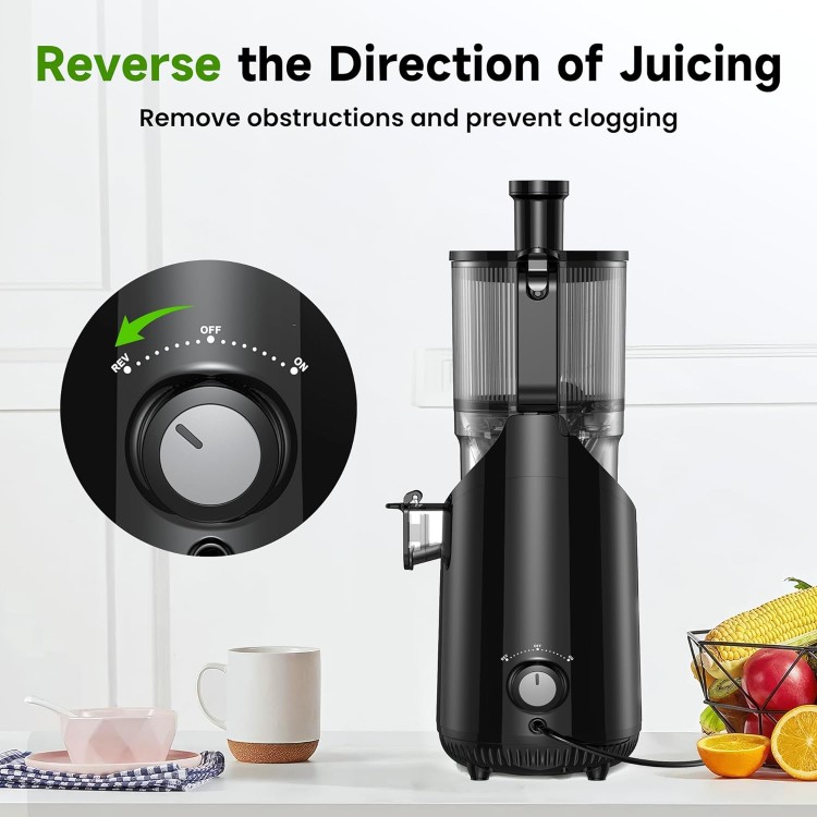 Cold Press Juicer, Amumu Slow Masticating Machines with 5.3 Extra Large Feed Chute Fit Whole Fruits & Vegetables Easy Clean Self Feeding Effortless for Batch Juicing, High Juice Yield, BPA Free 250W