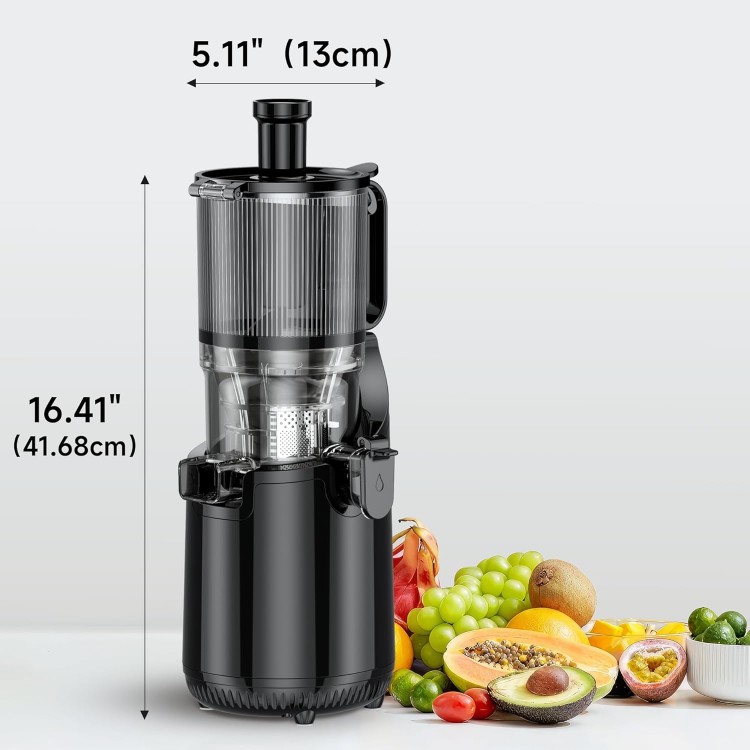 Cold Press Juicer, Amumu Slow Masticating Machines with 5.3 Extra Large Feed Chute Fit Whole Fruits & Vegetables Easy Clean Self Feeding Effortless for Batch Juicing, High Juice Yield, BPA Free 250W