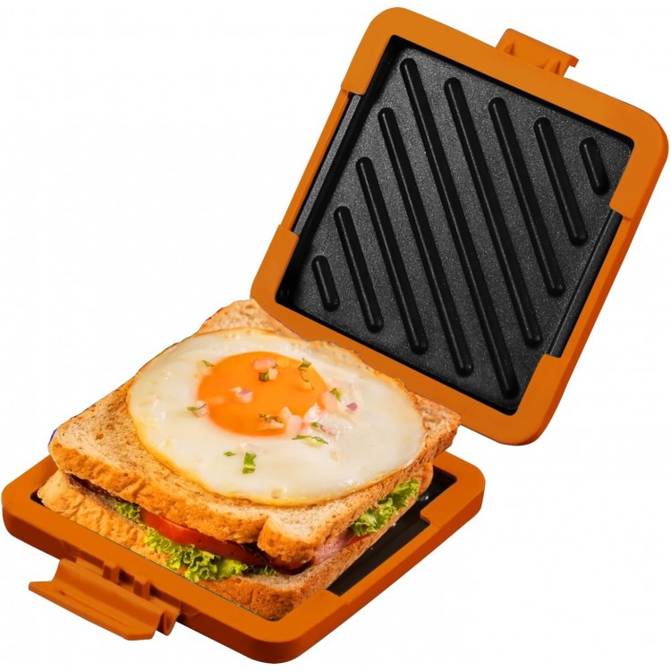 Toaster,Microwave Toaster, Sandwich Maker, Panini Maker, Dishwasher Safe,NO Electricity,Wireless,Time Saving,Fast,Toastie Safe in Microwave Oven(Orange, Microwave Sandwich Maker)