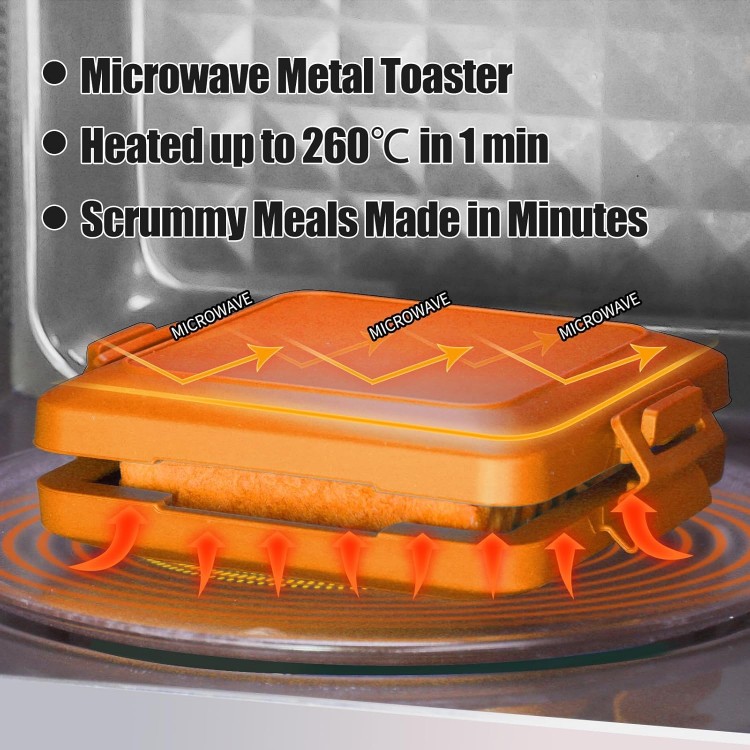 Toaster,Microwave Toaster, Sandwich Maker, Panini Maker, Dishwasher Safe,NO Electricity,Wireless,Time Saving,Fast,Toastie Safe in Microwave Oven(Orange, Microwave Sandwich Maker)