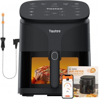 Tastee Air Fryer, 8-in-1 Compact 5.5QT AirFryers, 450°F Digital Airfryer Dehydrator with Dual-sensor Smart Probe, 24 Presets One-touch Cooking, In-app Recipes with Window, Dishwasher-safe & Non-stick