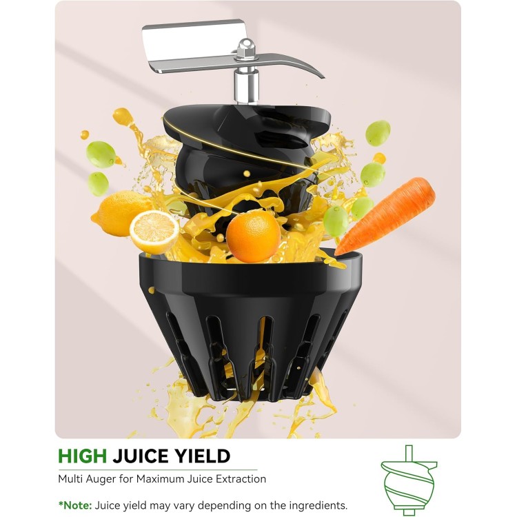 ACOQOOS Juicer Machines, Cold Press Juicer Whole Fruit and Vegetable with 4.3 Feeding Chute, Easy to Clean Juicers with 2 Cups, Masticating Juicer Black