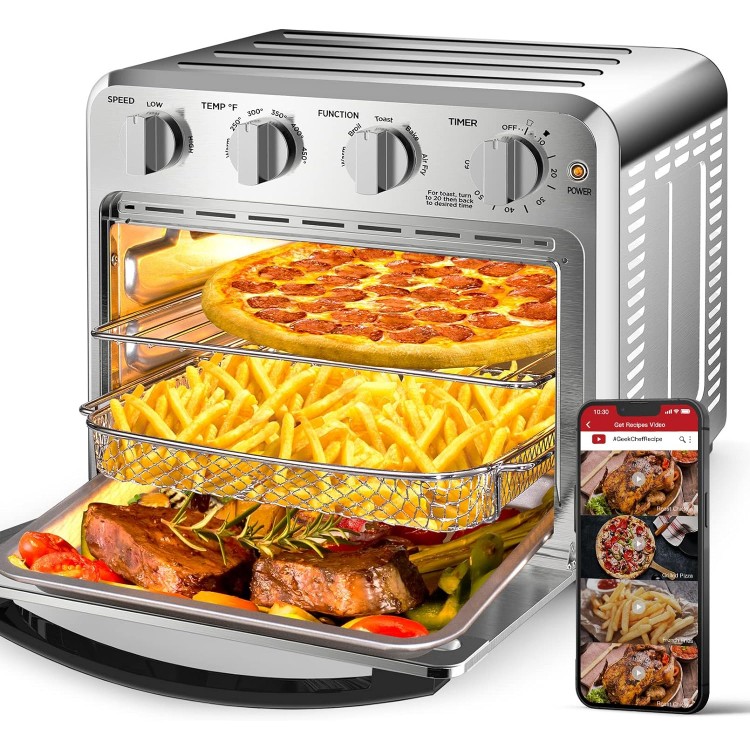 Air Fryer, Geek Chef Convection Air Fryer Toaster Oven, 4 Slice Toaster Airfryer Countertop Oven, Electric Hot Oven Oilless Cooker, Accessories & E-Recipes Included, ETL Listed, 16QT