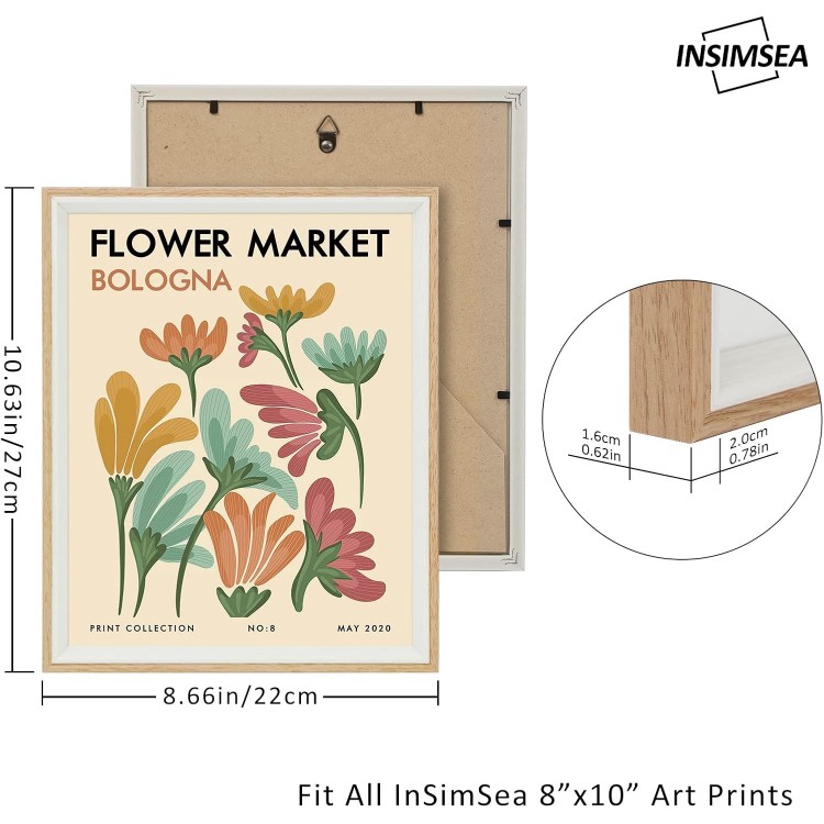 InSimSea Framed Wall Art Prints Flower Market Posters Set of 4, Matisse Wall Prints, Abstract Floral Wall Art Posters for Room Decor Aesthetic, Modern Abstract Wall Art for Living Room Decor 8x10in