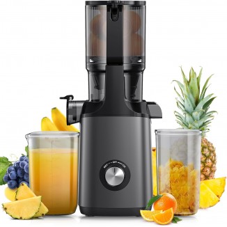 Cold Press Juicer, JoyBear Slow Masticating Machines with 4.3 Extra Large Feed Chute Fit Whole Fruits Vegetables Easy Clean Self Feeding Effortless for Batch Juicing, High Juice Yield, BPA Free 200W