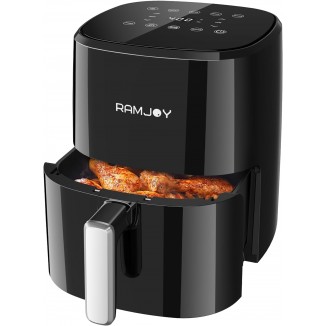 Air Fryer 3.8 Quarts for 1-2 people, 8-in-1 Functions, Air Fry, Roast, Bake, Broil, Preheat, Shake, Digital Small Air Fryer, Nonstick Dishwasher-Safe Basket, Compact Air Fryers, Black