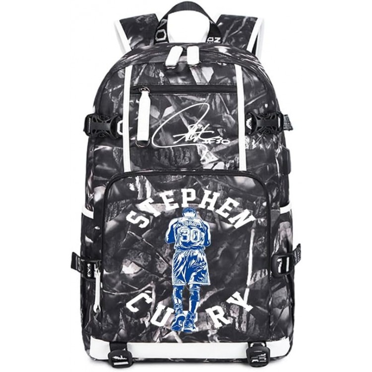 Dazzling Gold 30 Basketball Player Star SC Creative Backpacks Sports Fan Bookbag Travel Student Backpack For Men Women (3)