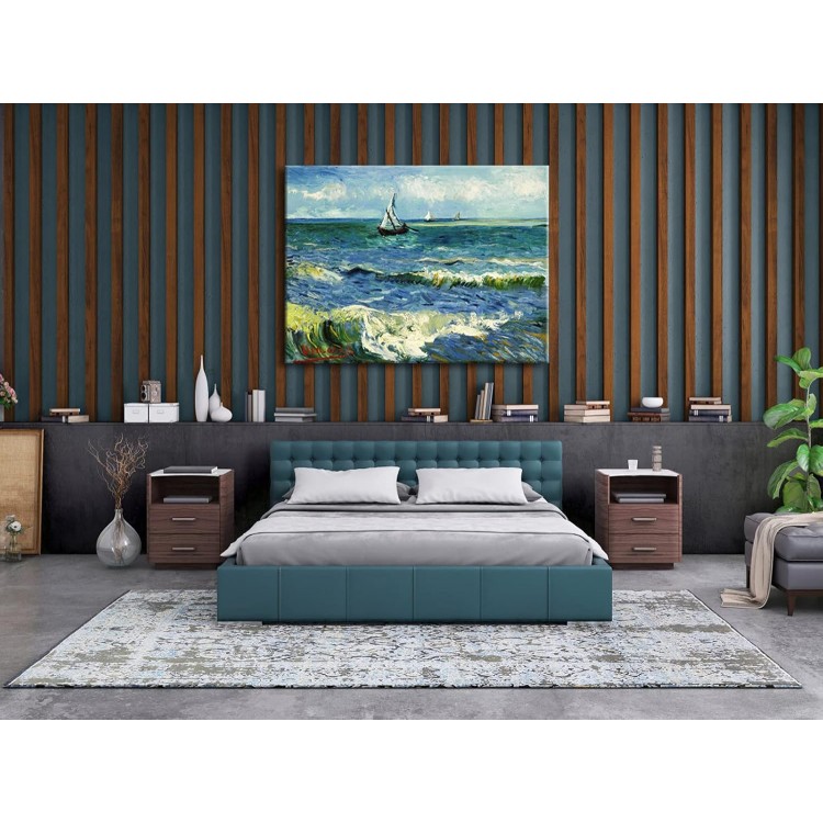 Wieco Art Extra Large Seascape at Saintes Maries by Vincent Van Gogh Oil Paintings Reproduction Giclee Canvas Prints Ocean Sea Pictures on Canvas Wall Art for Living Room Home Office Decor 36x48