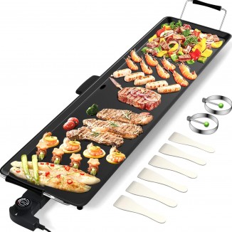 ARLIME Electric Griddle, 35 Teppanyaki Grill w/Extra Large Tabletop, Portable BBQ Grill Electric with Drip Pan & Adjustable Temperature, Long Griddle for Party, Home, Camping, Cooking