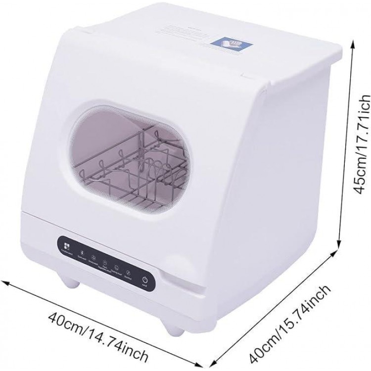 Portable Countertop Dishwasher,360° Rotating Deep Cleaning Dishwasher One-Key Start Countertop Dishwasher Fast Washing Counter Top Dishwasher with 5 L Built-in Water 5 Wash Programs