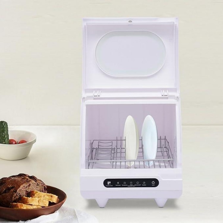 Portable Countertop Dishwasher,360° Rotating Deep Cleaning Dishwasher One-Key Start Countertop Dishwasher Fast Washing Counter Top Dishwasher with 5 L Built-in Water 5 Wash Programs