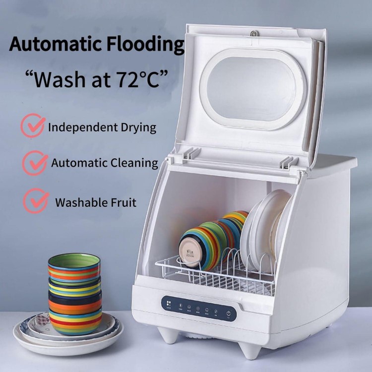 Counter Top Dishwasher Mini Dishwasher Countertop with 5 Washing Programs 72°C Hot Air Drying Counter Top Portable Dishwasher