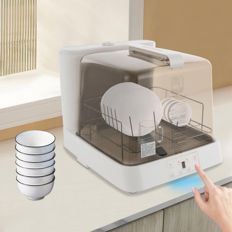 800W Portable Countertop Dishwasher with 3Programs,360° Dual Spray 162℉ High-Temp& Air-Refresh Function and Touch Screen for Small Apartments, Dorms and RVs,No Hookup Needed