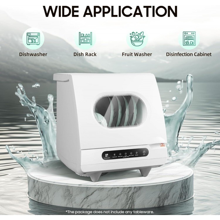 Portable Countertop Dishwasher 800W Mini Dishwasher 5 L Built-in Water Tank White Countertop Dishwasher for RV Apartments,Camping,15.6 * 15.4 * 16.9in