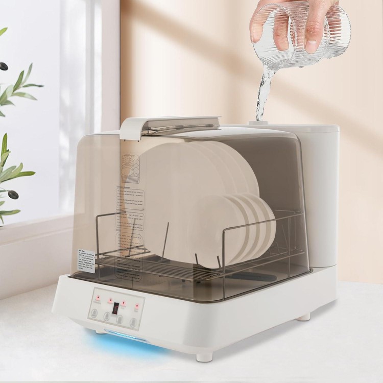 Portable Countertop Dishwasher Countertop Dishwasher with 360°Rotating Spray & Multiple Cleaning Modes Automatic Dishwashing, See-Through Dishwasher for Apartments & Dorms & RVs