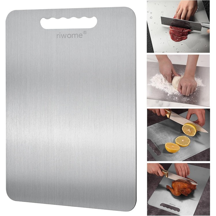 Titanium Cutting Boards - 100% Pure Titanium Cutting Board for Kitchen -Cutting-edge hygiene Double Sided Medical-grade Titanium Cutting Mat (14 * 10 Inches)