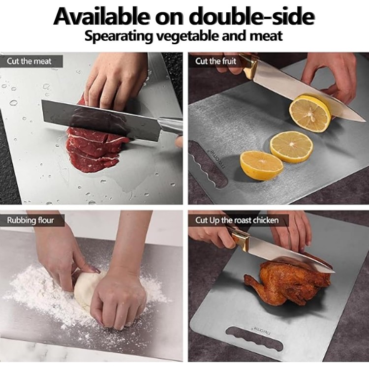 Titanium Cutting Boards - 100% Pure Titanium Cutting Board for Kitchen -Cutting-edge hygiene Double Sided Medical-grade Titanium Cutting Mat (14 * 10 Inches)