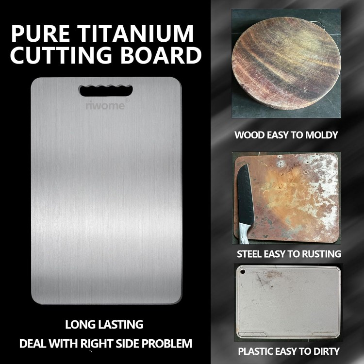 Titanium Cutting Boards - 100% Pure Titanium Cutting Board for Kitchen -Cutting-edge hygiene Double Sided Medical-grade Titanium Cutting Mat (14 * 10 Inches)