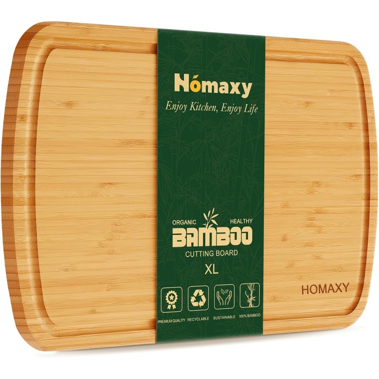 Homaxy Extra Large Bamboo Cutting Boards for Kitchen, 18x12.5 Wood XL Cutting Board with Juice Groove, Butcher Block Wooden Chopping Board for Kitchen, Meat, Cheese, Fruit & Vegetables - Pre Oiled