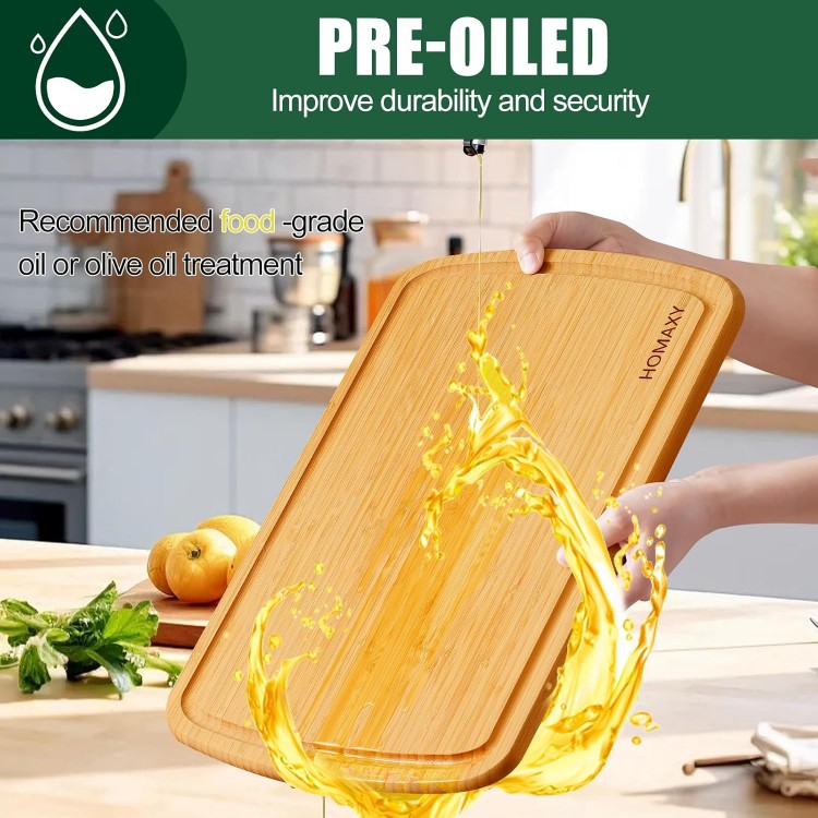 Homaxy Extra Large Bamboo Cutting Boards for Kitchen, 18x12.5 Wood XL Cutting Board with Juice Groove, Butcher Block Wooden Chopping Board for Kitchen, Meat, Cheese, Fruit & Vegetables - Pre Oiled