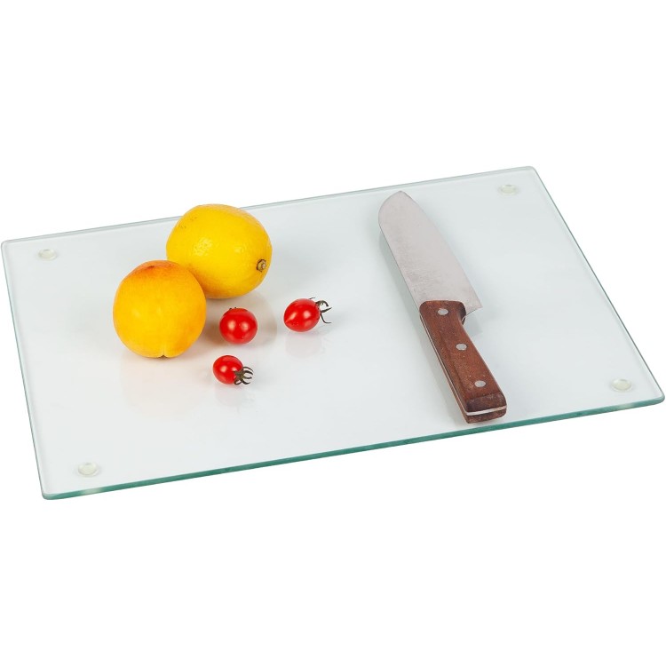 Murrey Home Glass Cutting Board for Kitchen Counter, Tempered Glass Chopping Boards Dishwasher Safe, Small Clear Countertop Tray, Scratch Resistant, Heat Resistant, 16x12