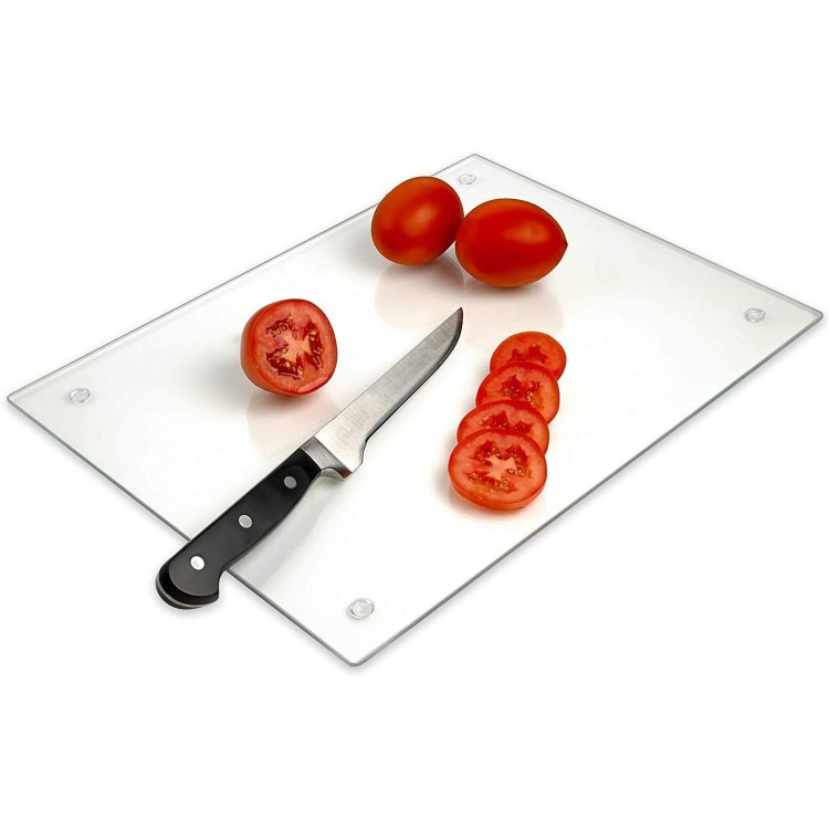 Tempered Glass Cutting Board – Long Lasting Clear Glass – Scratch Resistant, Heat Resistant, Shatter Resistant, Dishwasher Safe. (Large 12x16)