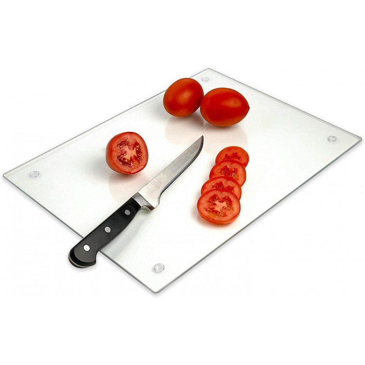 Tempered Glass Cutting Board – Long Lasting Clear Glass – Scratch Resistant, Heat Resistant, Shatter Resistant, Dishwasher Safe. (Large 12x16)