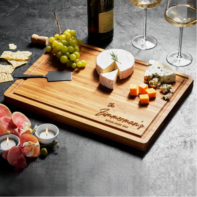 Personalized Cutting Board, Custom Bamboo Engraved Charcuterie Boards - Best Present for Wedding, Bridal Shower, Engagement, Anniversary, Housewarming, Gift Idea for Couples Bride, Parent, Family