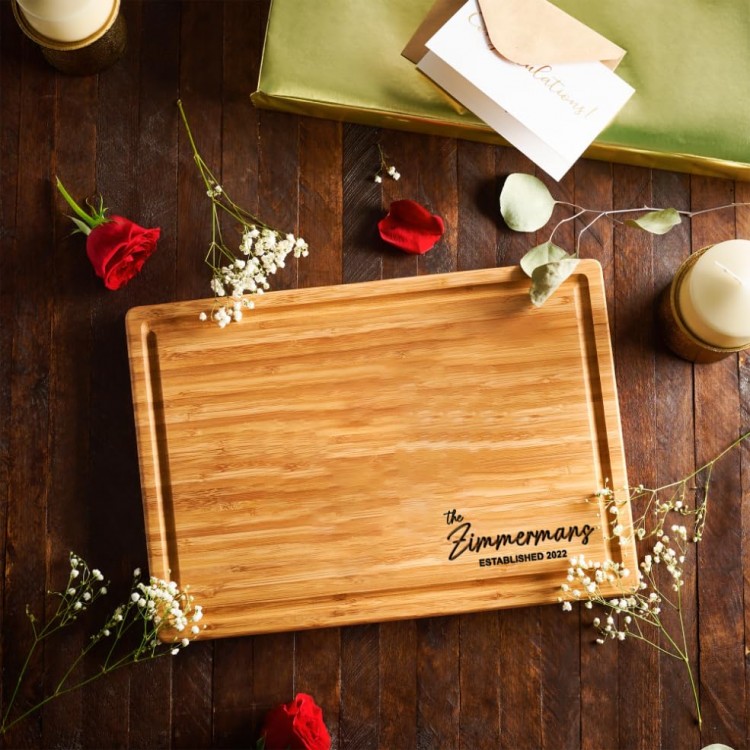 Personalized Cutting Board, Custom Bamboo Engraved Charcuterie Boards - Best Present for Wedding, Bridal Shower, Engagement, Anniversary, Housewarming, Gift Idea for Couples Bride, Parent, Family