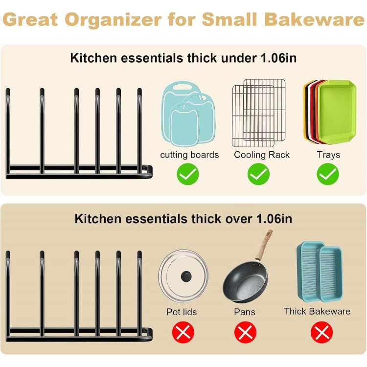 Cutting Board Organizer, [2-Pack] Cutting Board Holder Rack Baking Cookie Pan Sheets Cooling Small Racks Storage Stand for Kitchen Cabinet Countertop Bakeware Organizer 7.08 x 5.51 x 3.15 in