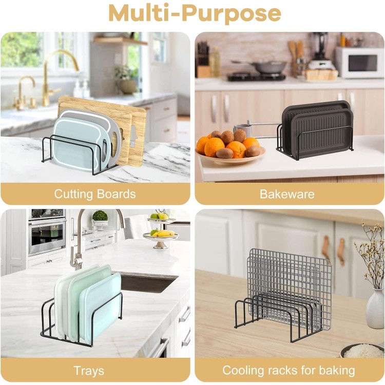 Cutting Board Organizer, [2-Pack] Cutting Board Holder Rack Baking Cookie Pan Sheets Cooling Small Racks Storage Stand for Kitchen Cabinet Countertop Bakeware Organizer 7.08 x 5.51 x 3.15 in