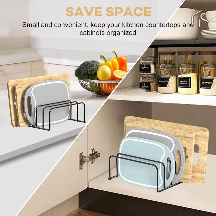 Cutting Board Organizer, [2-Pack] Cutting Board Holder Rack Baking Cookie Pan Sheets Cooling Small Racks Storage Stand for Kitchen Cabinet Countertop Bakeware Organizer 7.08 x 5.51 x 3.15 in