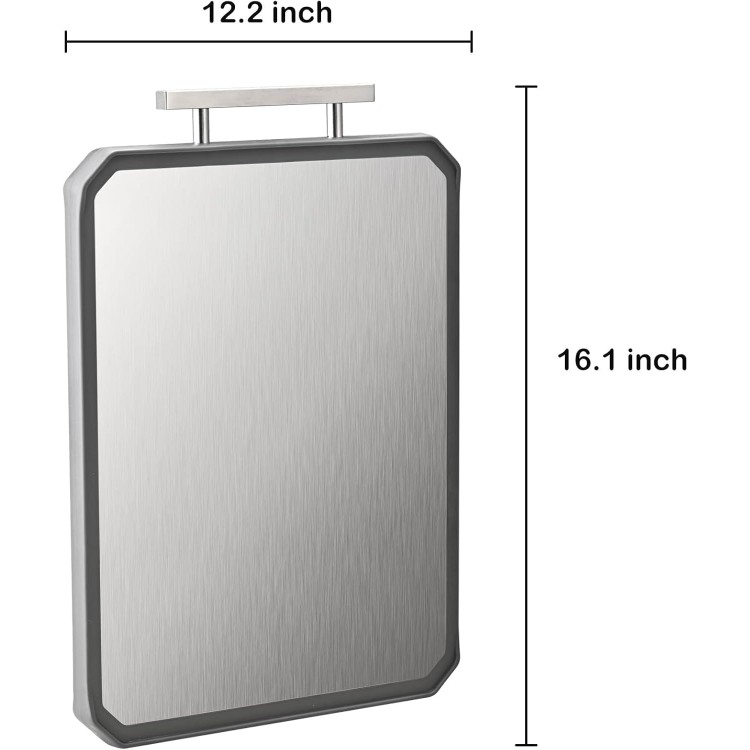 Stainless Steel Cutting Board,Double-Sided Meat Cutting Board for kitchen,Stainless Steel/Wheat straw pp Large Cutting Board for meat,Dishwasher Safe,non toxic Chopping Board,16 * 12Inch