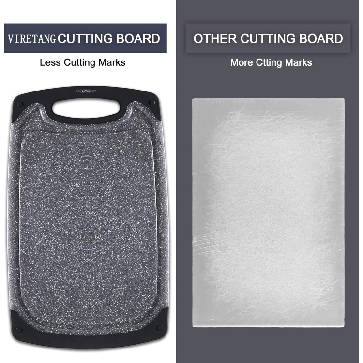 Cutting Boards for Kitchen, Large-Small Cutting Board Set of 3, Dishwasher Safe, Juice Groove, Easy Grip Handle, Non-Slip Rubber Cutting Board