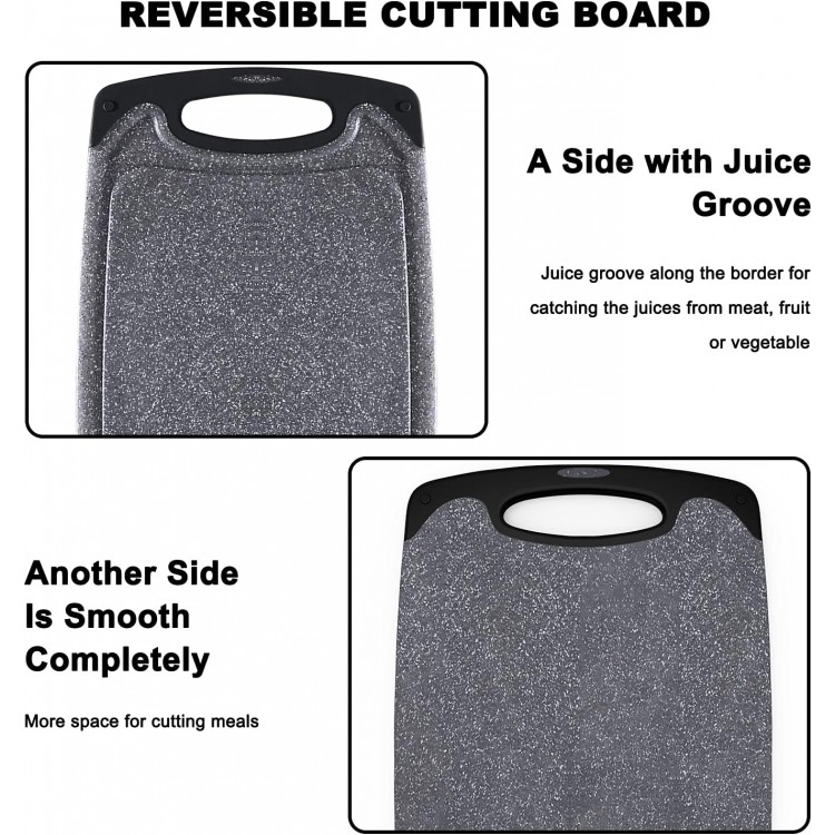 Cutting Boards for Kitchen, Large-Small Cutting Board Set of 3, Dishwasher Safe, Juice Groove, Easy Grip Handle, Non-Slip Rubber Cutting Board