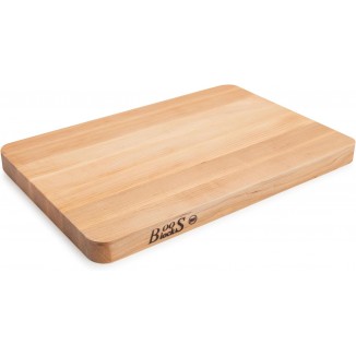 John Boos Boos Block Chop-N-Slice Series Reversible Wood Cutting Board with Eased Corners, 1.25-Inch Thickness, 18 x 12 x 1 1/4, Maple