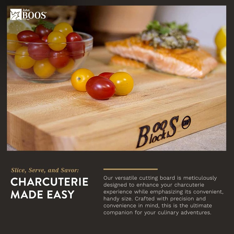 John Boos Boos Block Chop-N-Slice Series Reversible Wood Cutting Board with Eased Corners, 1.25-Inch Thickness, 18 x 12 x 1 1/4, Maple