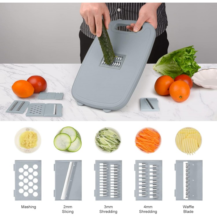 Gintan Camping Cutting Board, 9-in-1 Collapsible Chopping Board with Colander, Gifts for Campers Happy Camper,Camping Accessories for RV Campers (Gray)