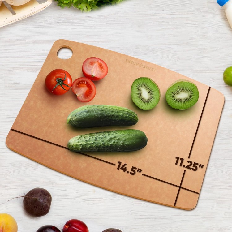 Wooden Cutting Board for Kitchen - Large Composite Wood Cutting Boards Dishwasher - Thin, BPA Free & Eco-Friendly Chopping Board (14.5 x 11.25 Inch, Natural)