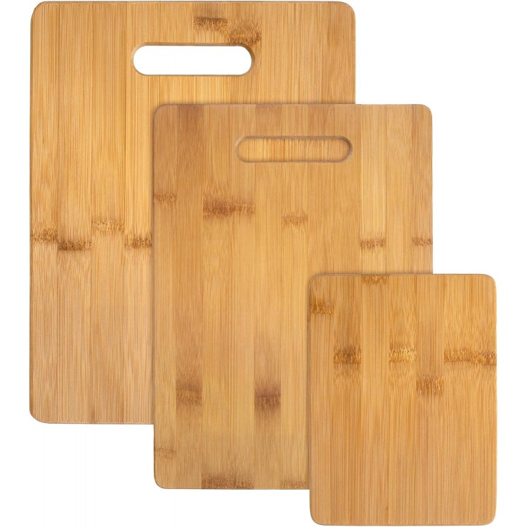 Totally Bamboo 3-Piece Bamboo Cutting Board Set; 3 Assorted Sizes of Bamboo Wood Cutting Boards for Kitchen