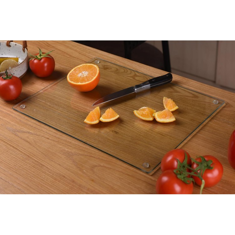 Phore Tempered Glass Cutting Board for Kitchen, Dishwasher Safe, Clear Cutting Board for Countertop, Scratch Resistant, Heat Resistant, Shatter Resistant(16x12, Clear)