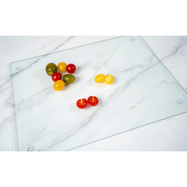 Phore Tempered Glass Cutting Board for Kitchen, Dishwasher Safe, Clear Cutting Board for Countertop, Scratch Resistant, Heat Resistant, Shatter Resistant(16x12, Clear)