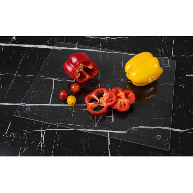 Phore Tempered Glass Cutting Board for Kitchen, Dishwasher Safe, Clear Cutting Board for Countertop, Scratch Resistant, Heat Resistant, Shatter Resistant(16x12, Clear)