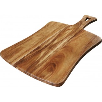 YSTKC Acacia Wood Cutting Board with Handle 14 x 8.5 Inch, Wooden Serving Tray, Charcuterie Paddle, Cutting Serving Versatile Board for Meat, Cheese, Vegetables, Bread, and Charcuterie